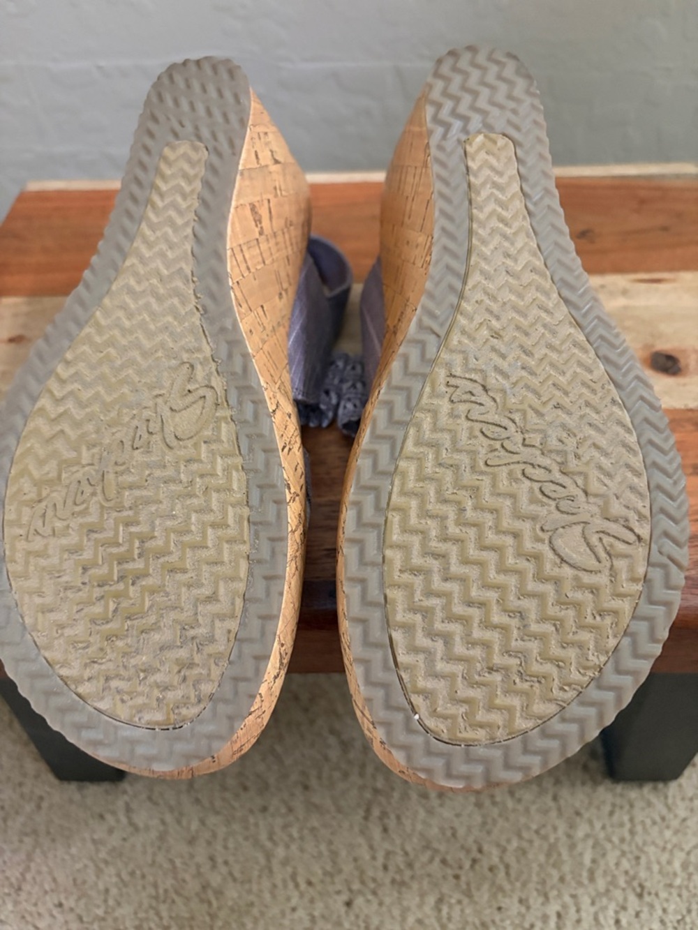 Skechers Mauve Fabric Wedge Sandals with Cork Platform - Picture 4 of 6